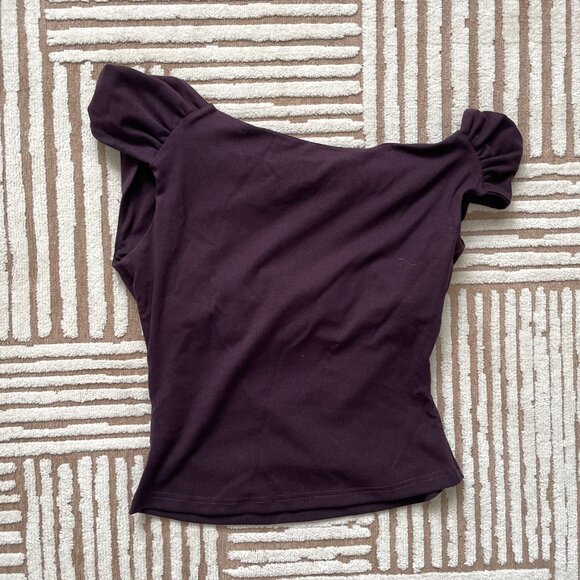 ASOBIO - Off-the-Shoulder Knit Top - Plum - XSmall - Picture 3 of 5
